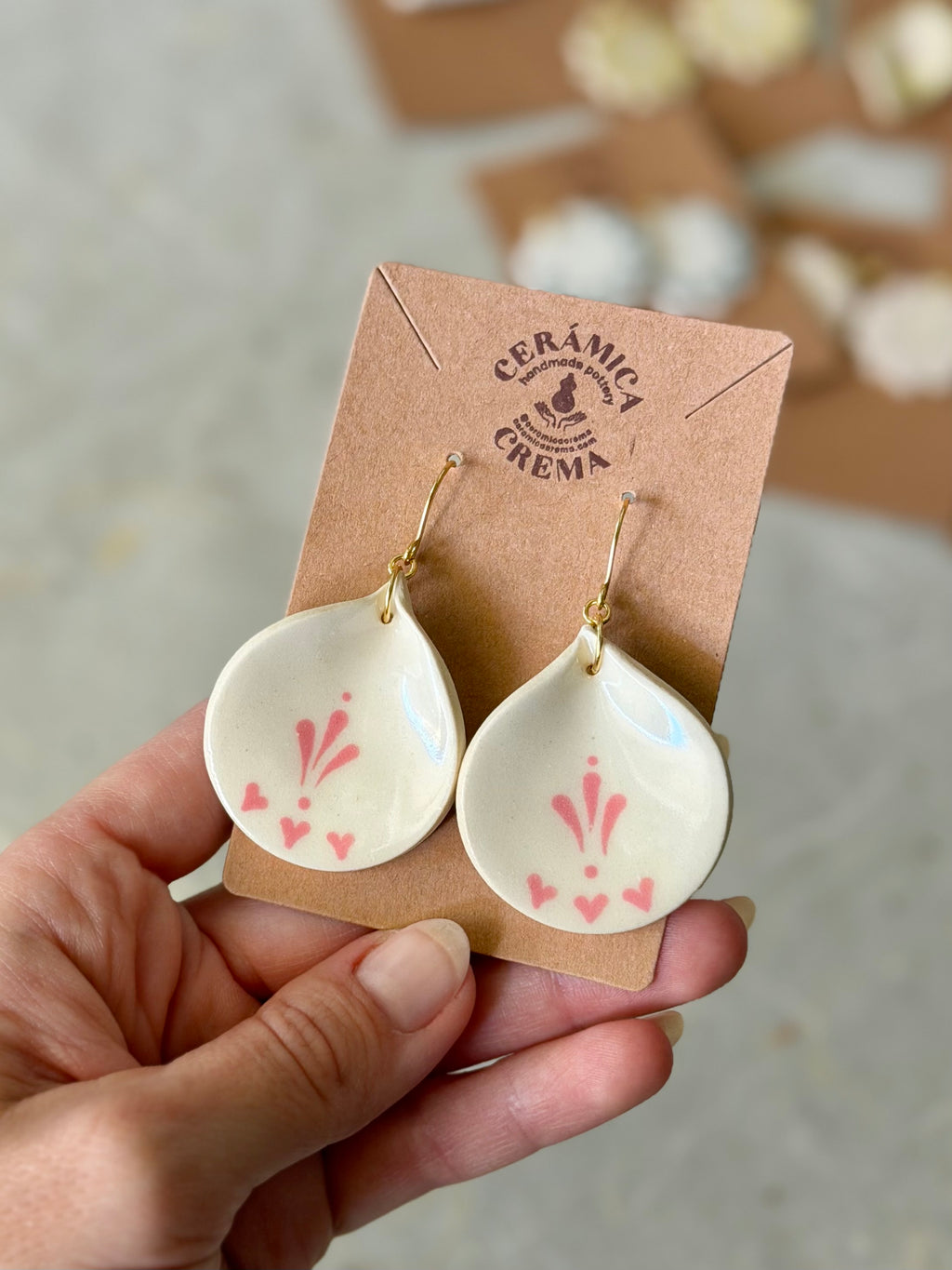 Petal Earrings - Pink Hearts