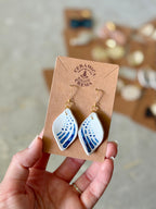 Leaf Earrings - White + Blue