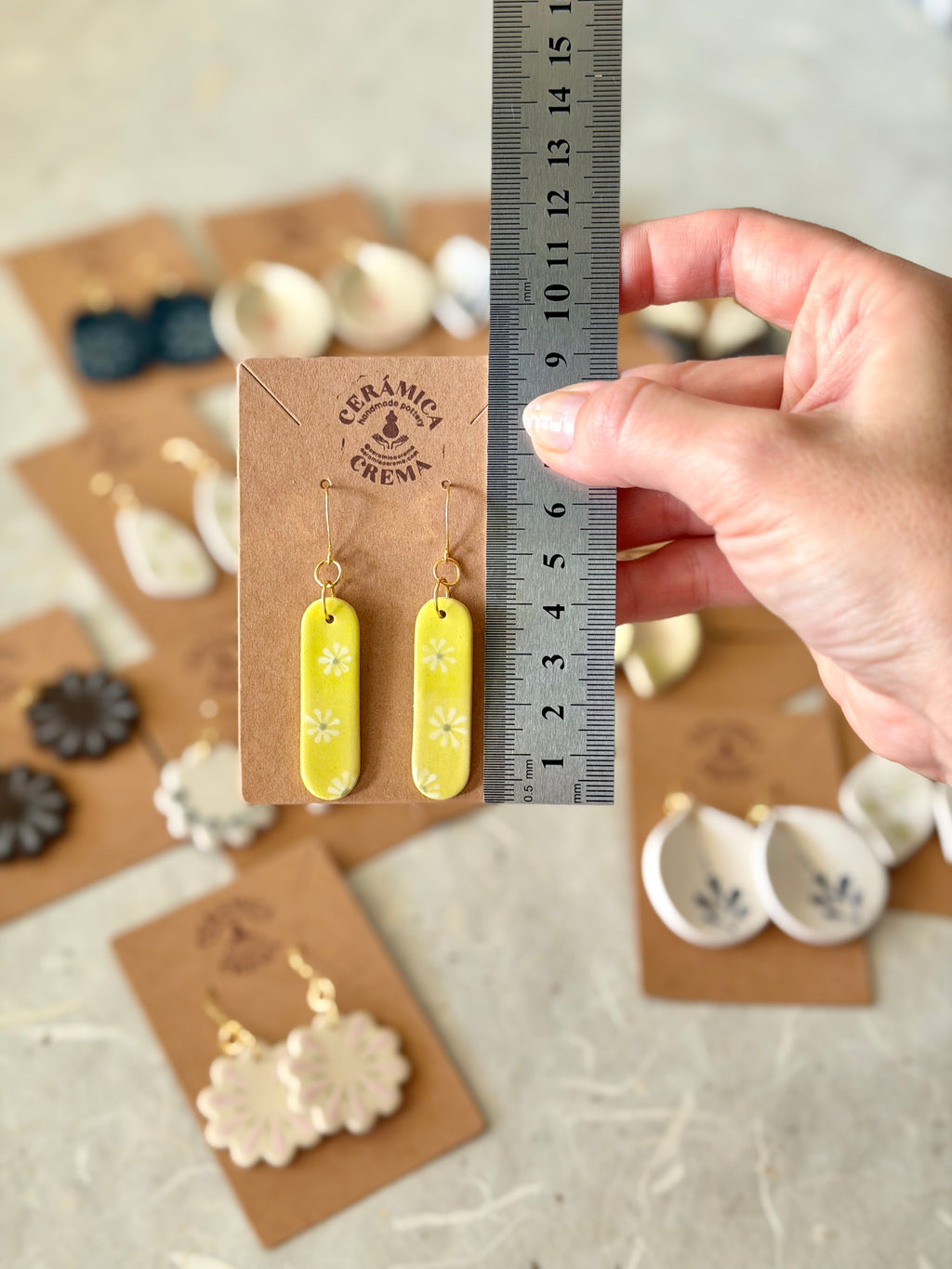 Capsule Earrings - Chartreuse + White Daisy