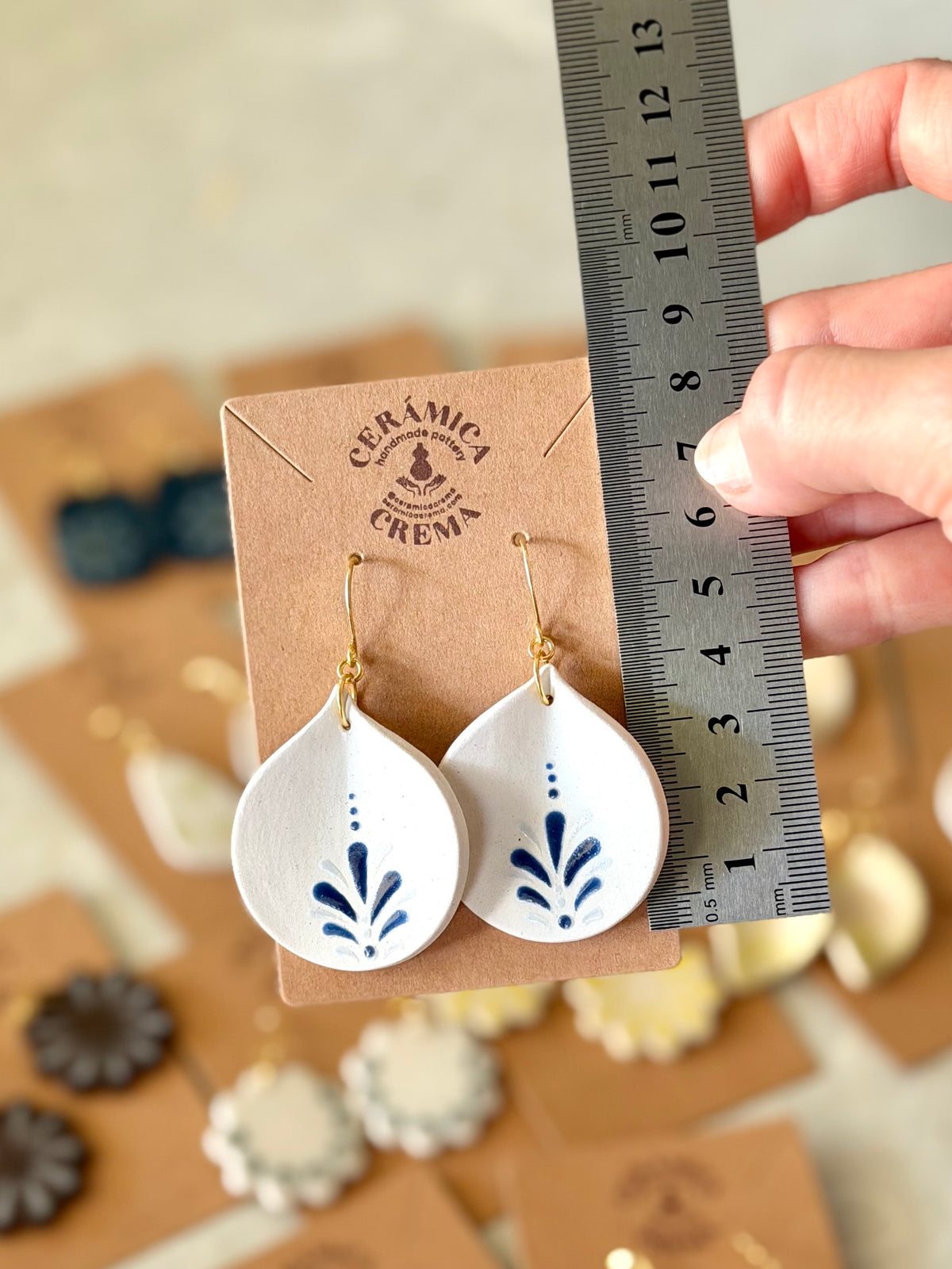 Petal Earrings - White + Blue