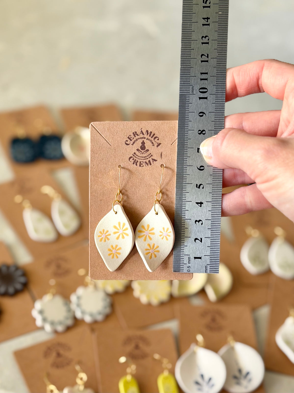Leaf Earrings - Orange Daisy