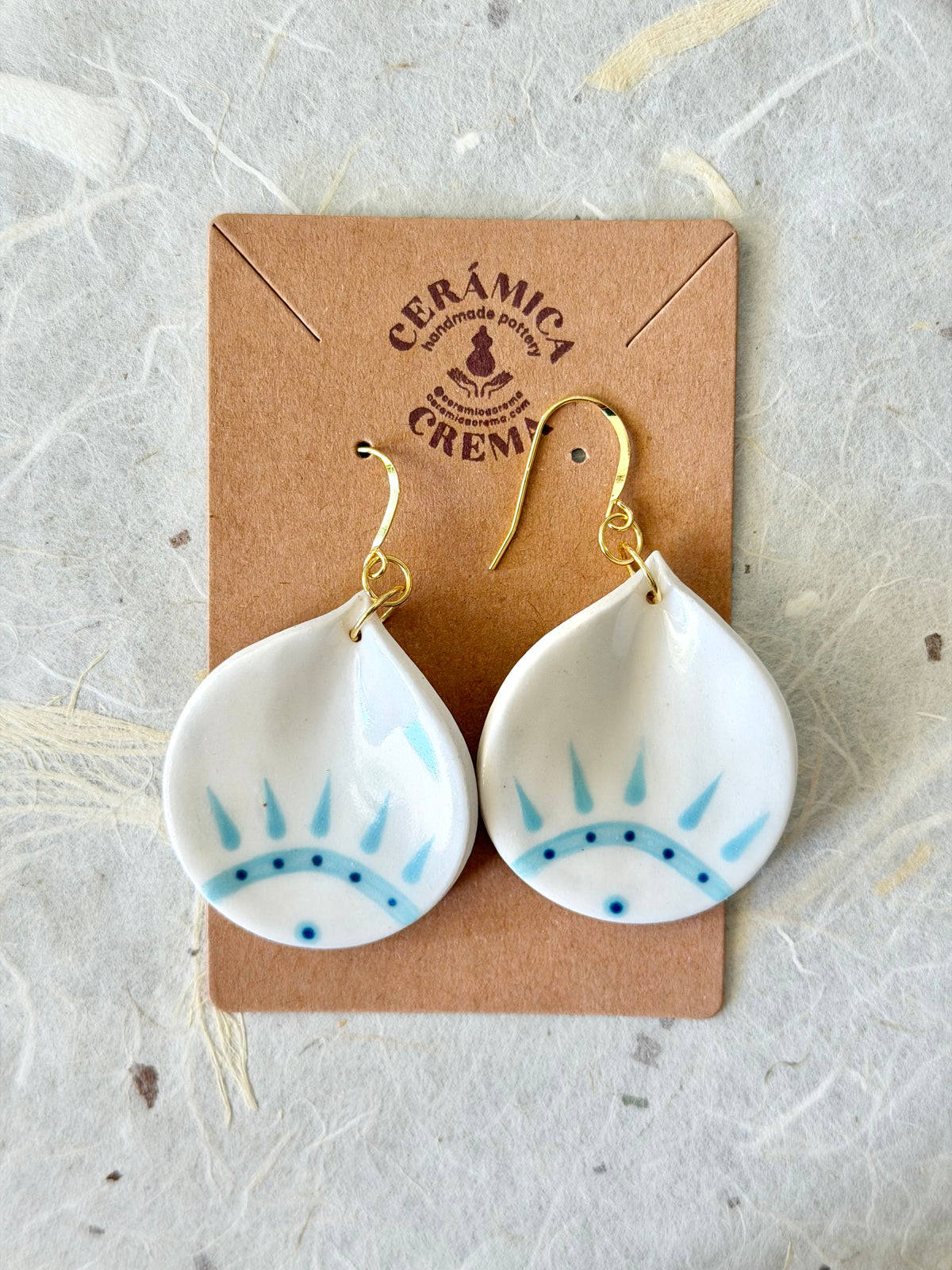 Petal Earrings - White + Baby Blue