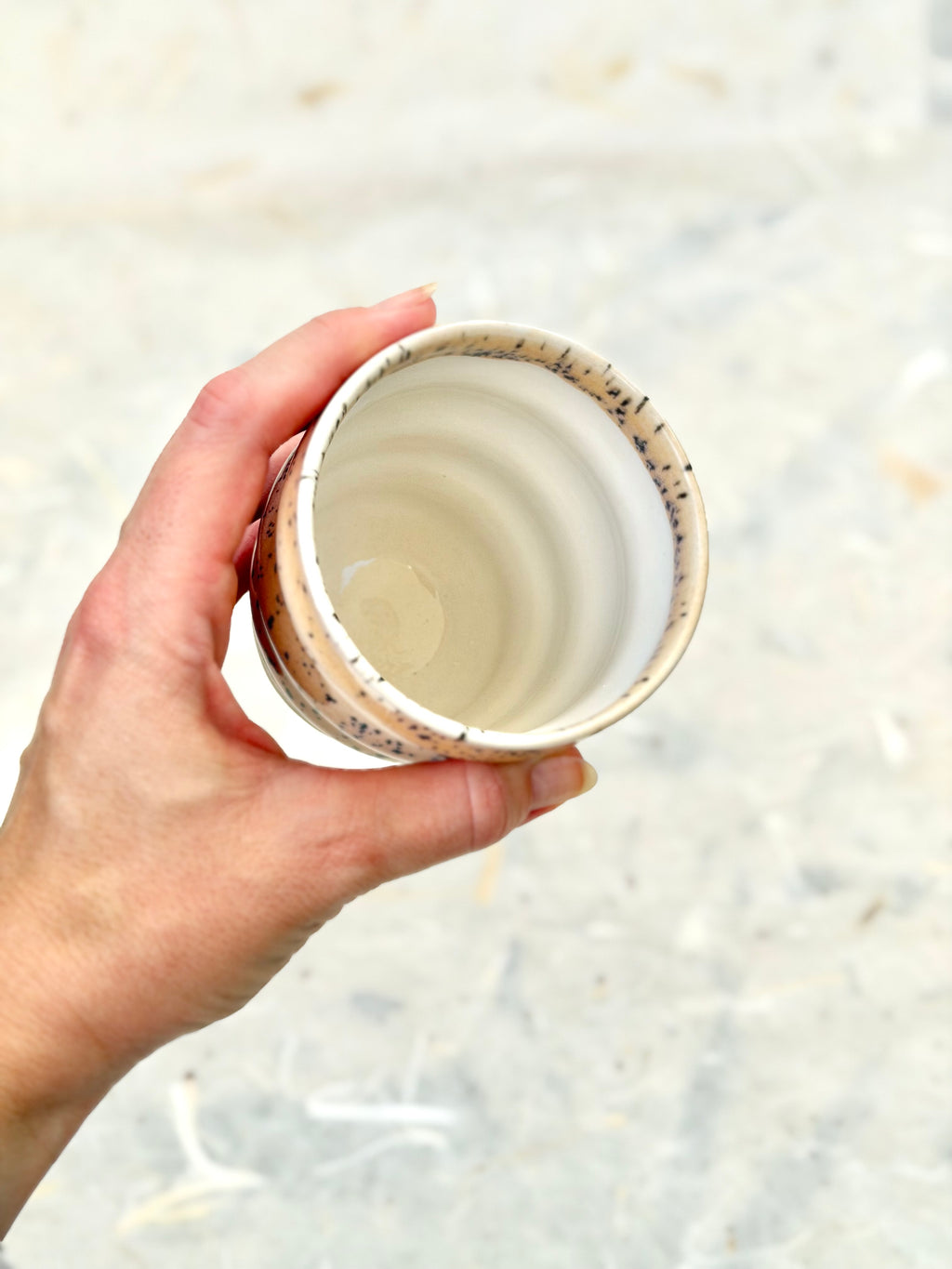 Wavy Cup - Blue Speckled Blush + White