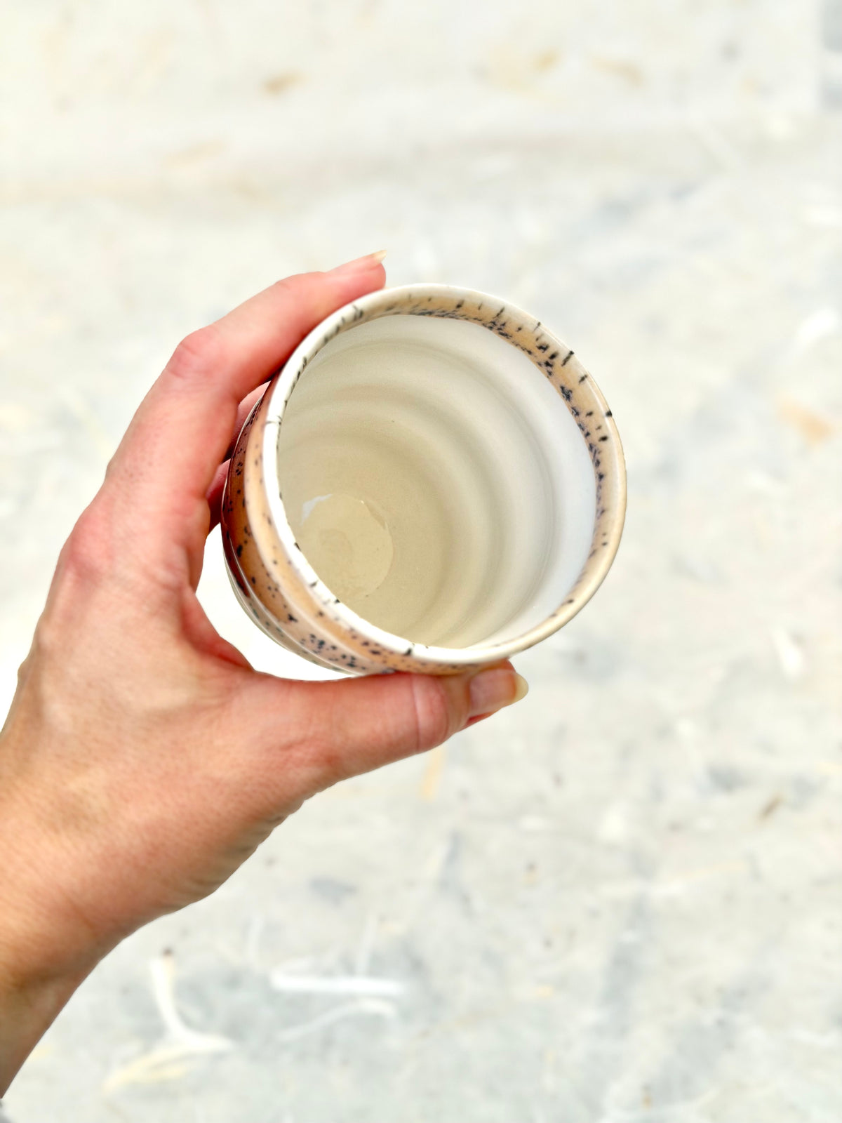 Wavy Cup - Blue Speckled Blush + White