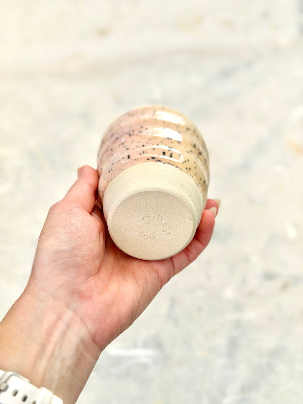 Wavy Cup - Blue Speckled Blush + White