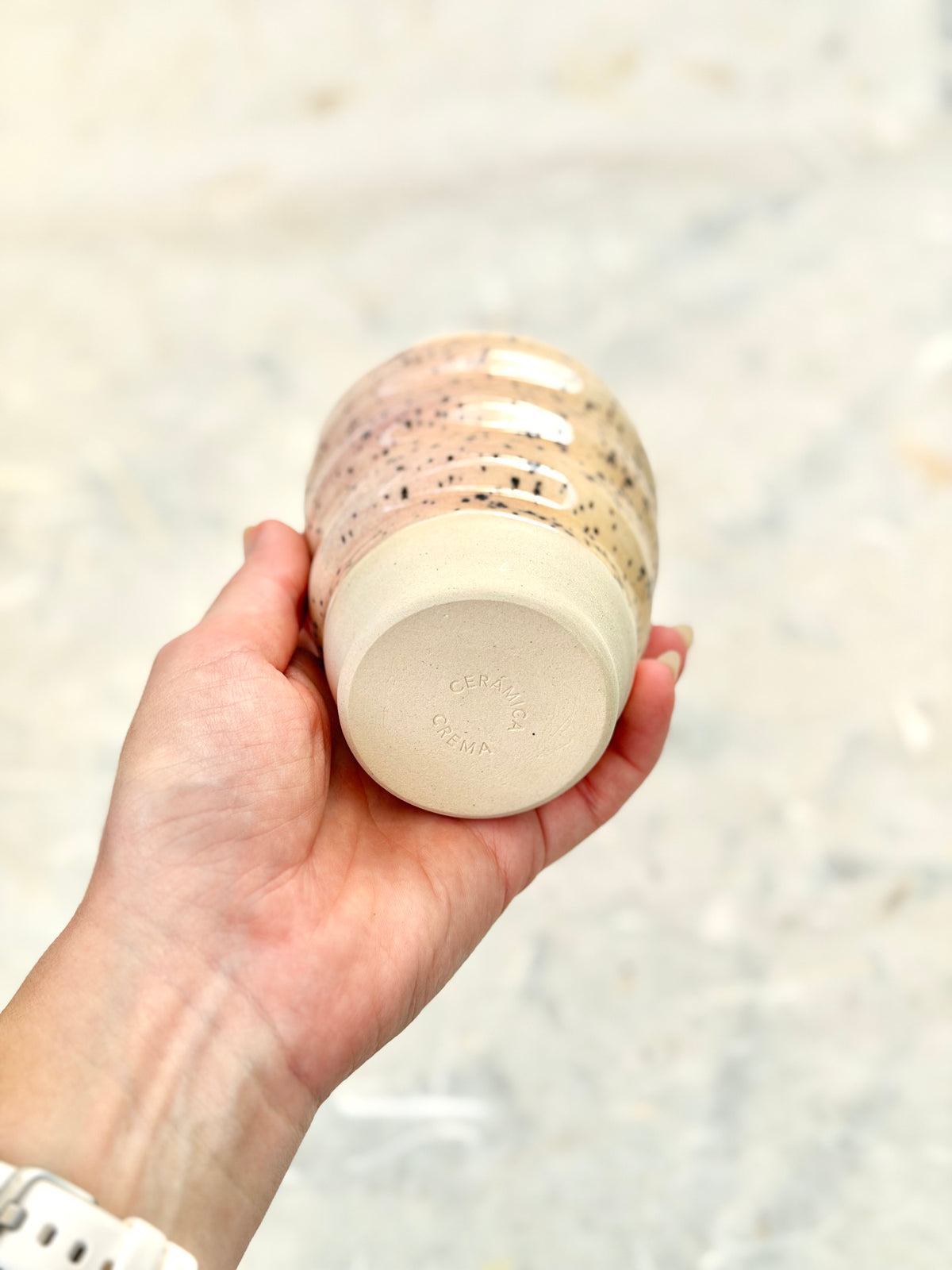 Wavy Cup - Blue Speckled Blush + White