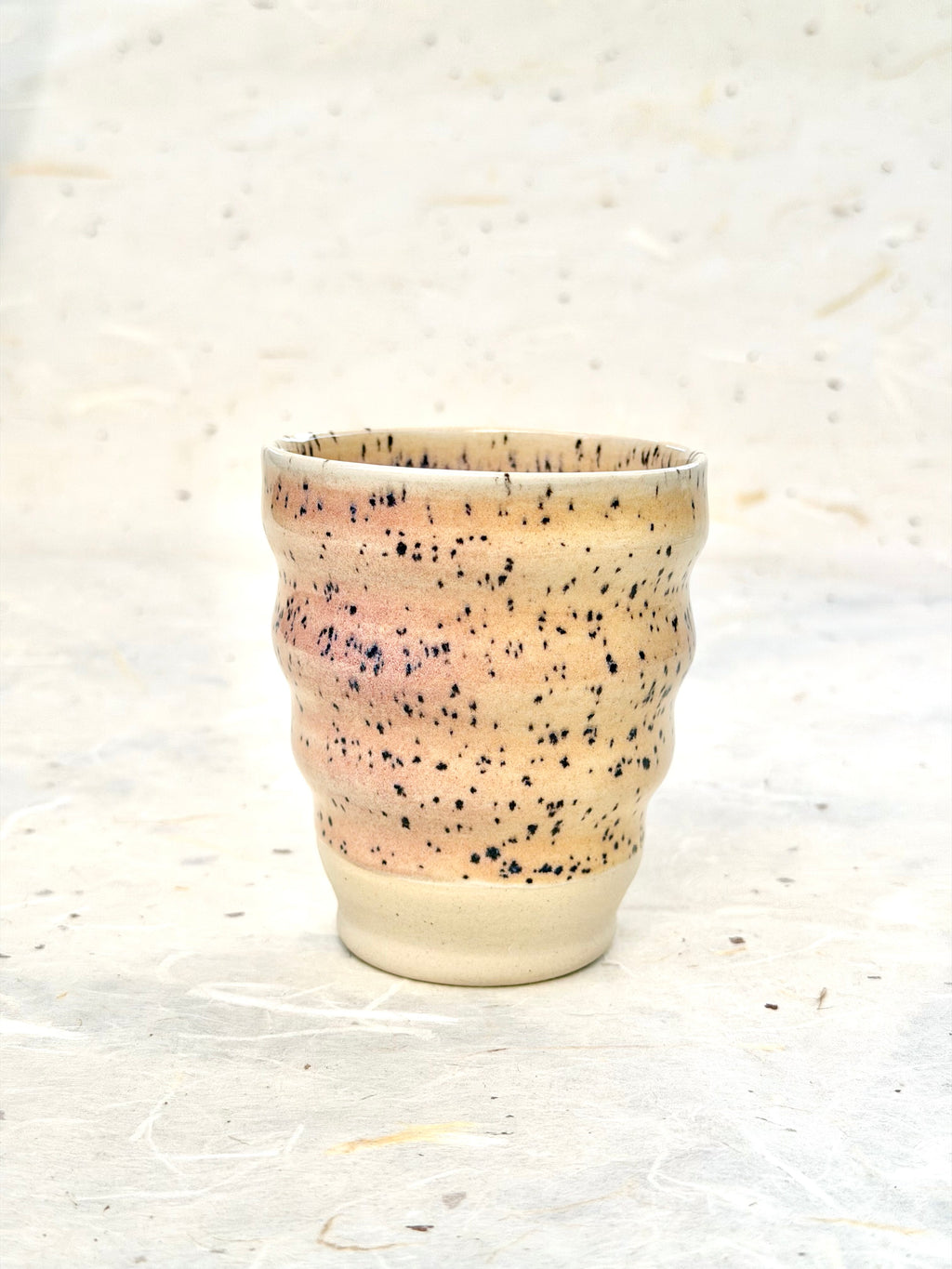 Wavy Cup - Blue Speckled Blush + White